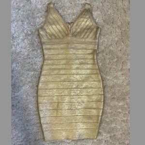 Katie J NYC Gold Bandage Dress